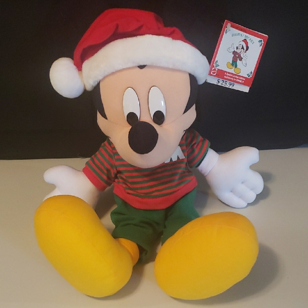 Mattel Holiday Mickey Mouse Plush with Santa Hat